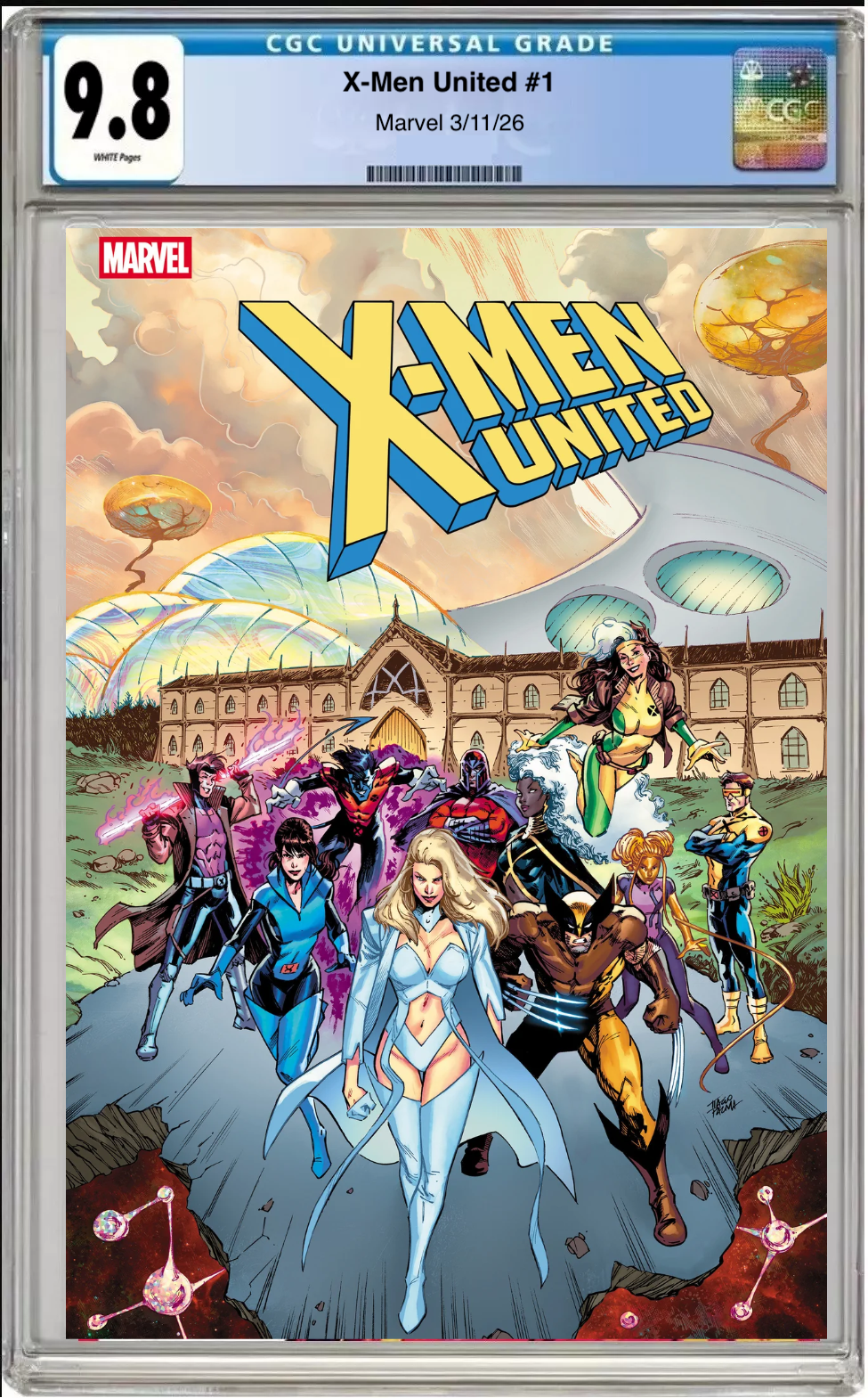 Comic book cover of X-Men: United #1 Tiago Palma Graymatter Lane Cover with CGC grading label.