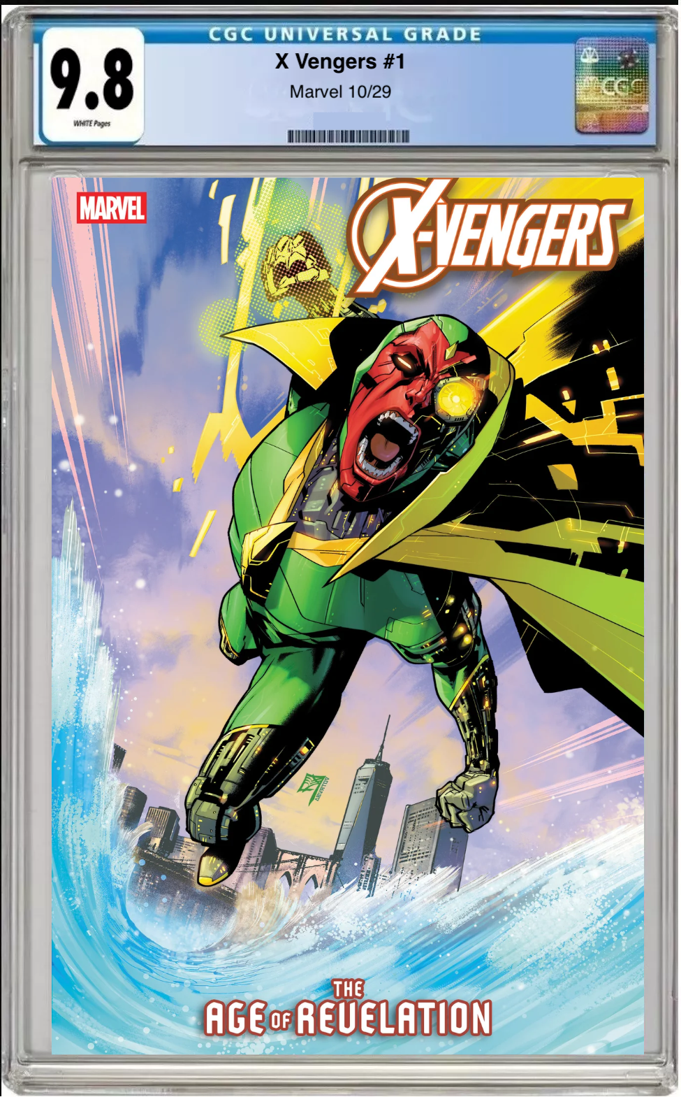 Comic book cover of X-Vengers #1 C.F. Villa Cover with CGC 9.8 grading label.