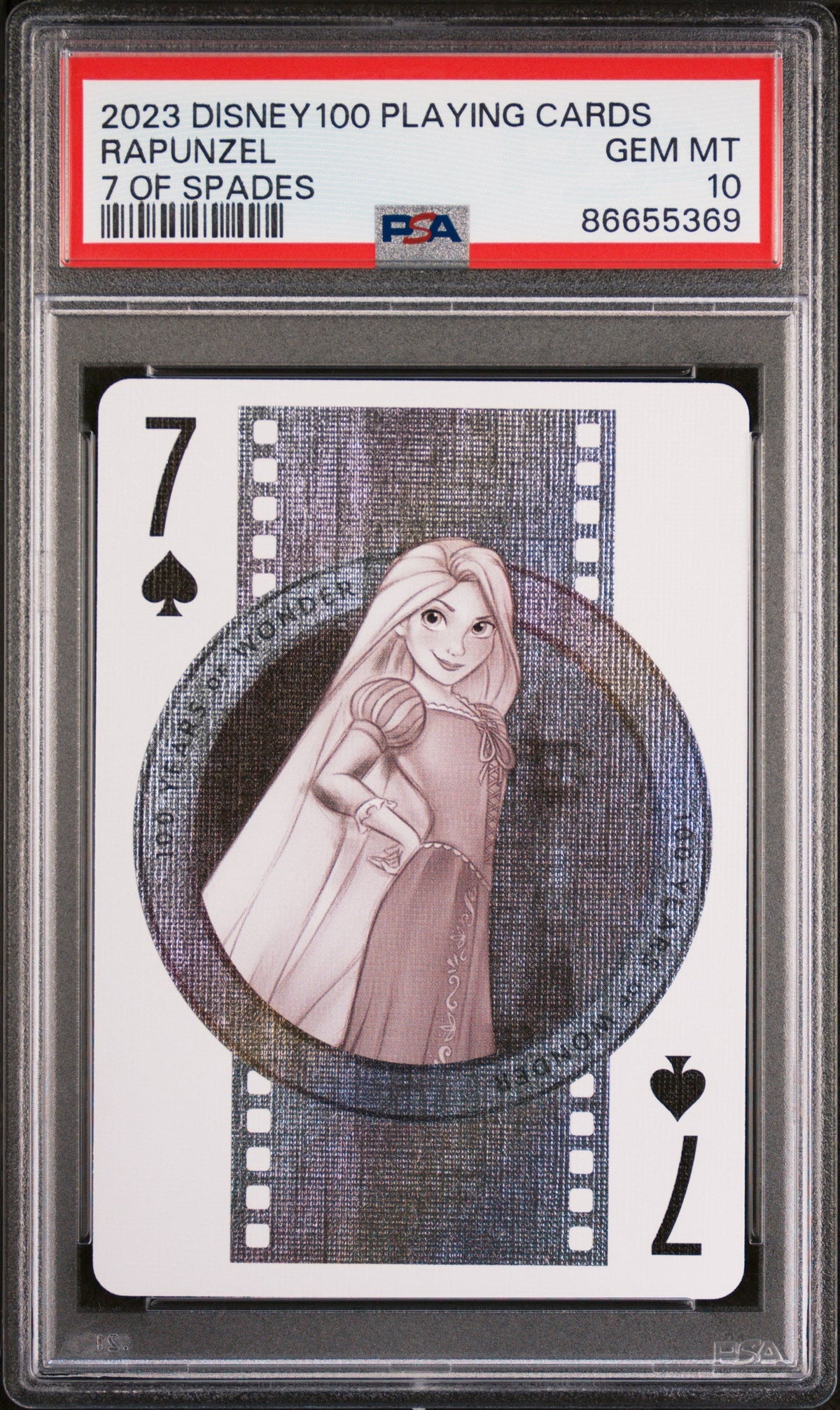2023 DISNEY 100 PLAYING CARDS RAPUNZEL 7 OF SPADES PSA 10