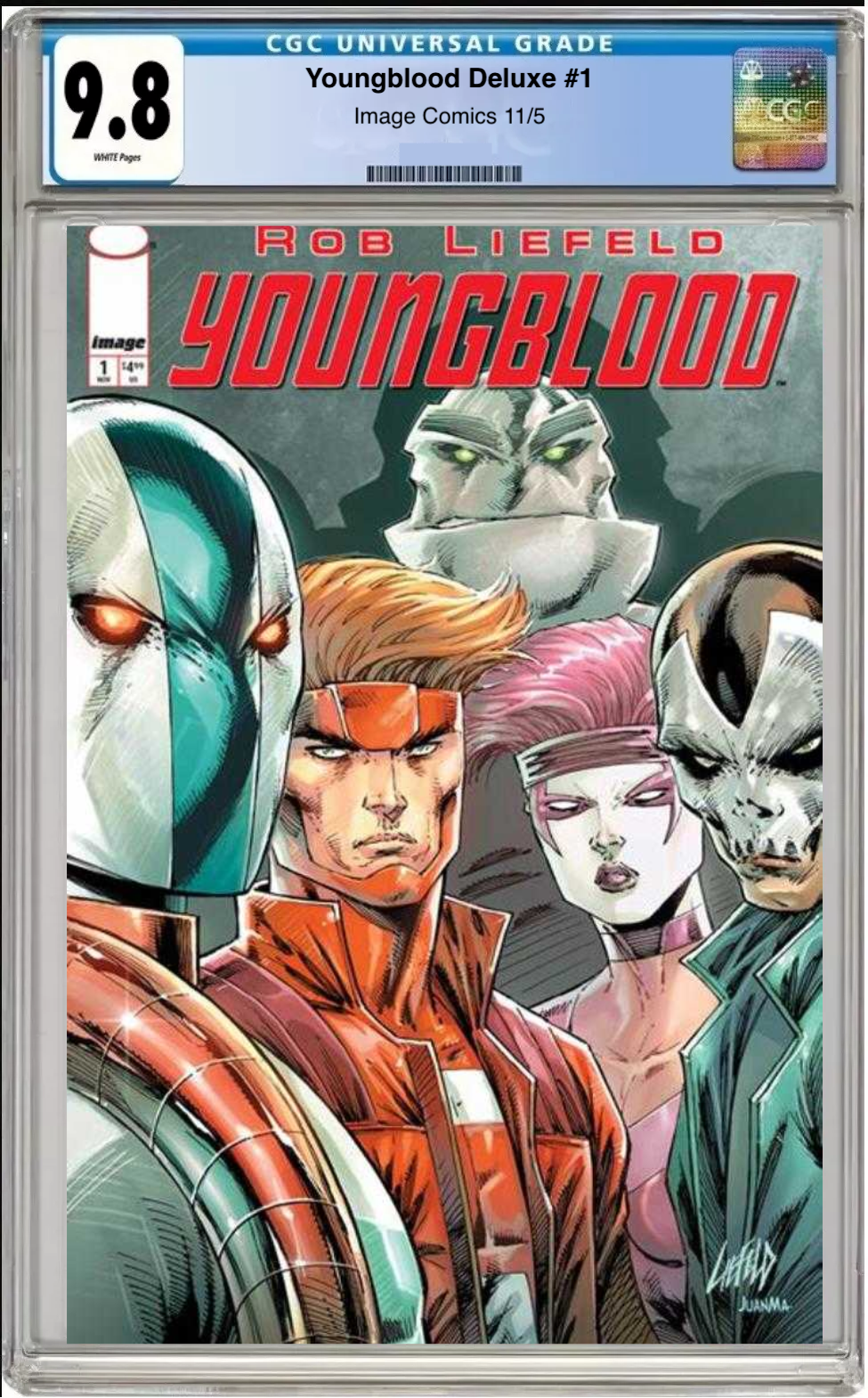 Comic book cover of Youngblood #1 Main Cover with CGC 9.8 grading label.
