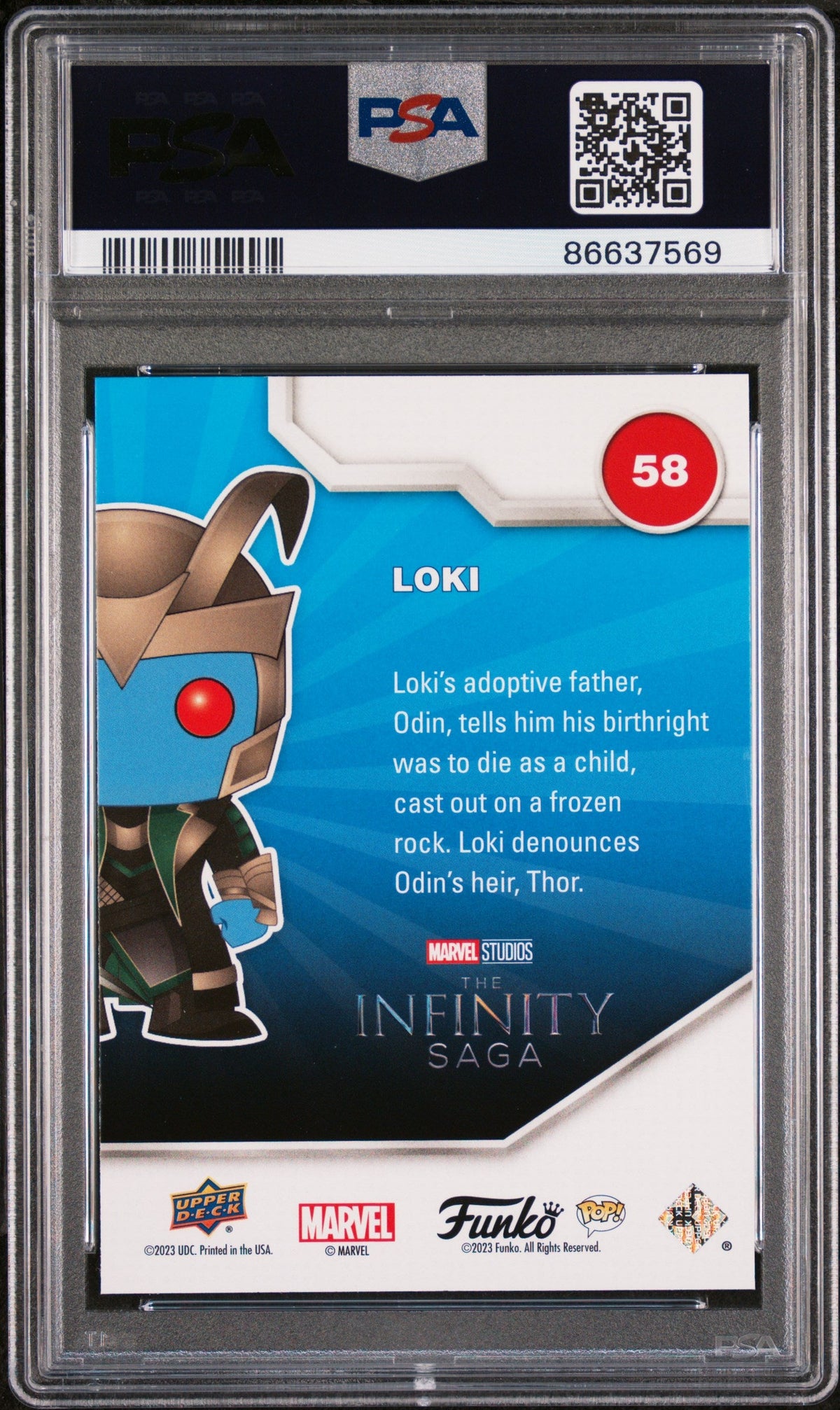 2023 UPPER DECK FUNKO POP MARVEL  LOKI GOLD #58  PSA 10
